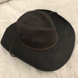 Wide brim oilcloth hat